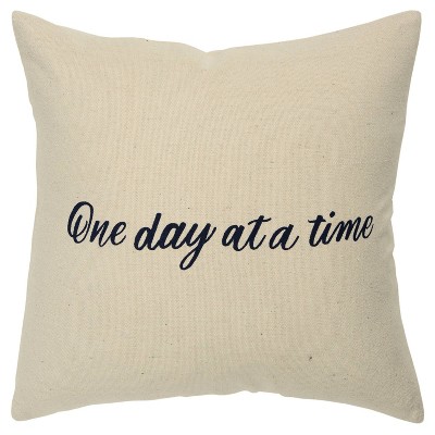 20"x20" Oversize 'One Day At A Time' Polyester Filled Square Throw Pillow Natural - Rizzy Home