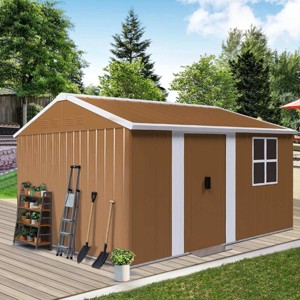 Metal Backyard Storage Shed with Sliding Door and Windows,Heavy Duty Outdoor Garden Storage Shed,Weatherproof Metal Tool Shed-Coolbibila - 1 of 4