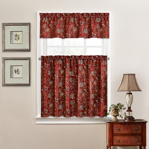 Waverly Navarra Antique 100% Polyester Jacquard Weave Tier & Valance Set - 1 of 1
