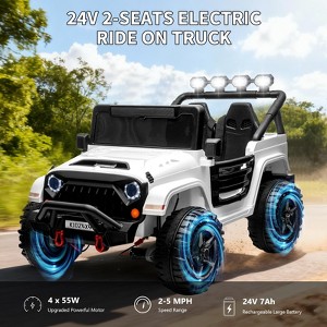 24V Ride on Toys for Kids, 2 Seater Electric Ride on Car w/Remote Control, 4 Powerful Motors, 4WD/2WD, 3 Speeds, Led Lights - 1 of 4