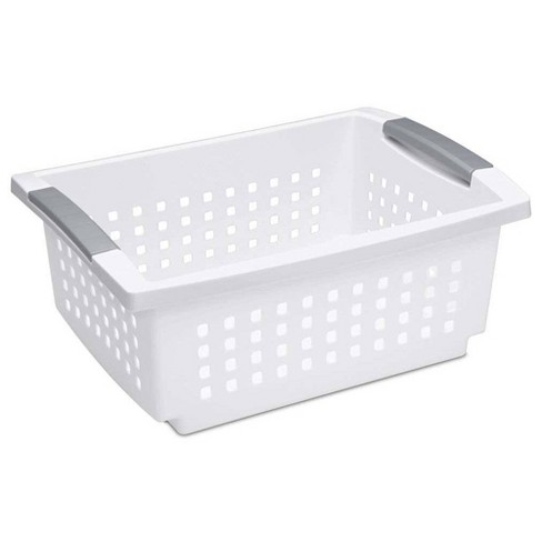 Sterilite Medium Ultra Plastic Storage Organizer Basket, White, (6 Pack) 