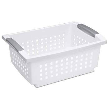 Sterilite Medium Sized Home Stackable Storage & Organization Basket/ Bin, White