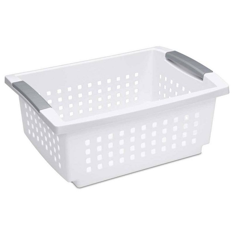 Sterilite Medium Sized Home Stackable Storage & Organization Basket/ Bin, White, 1 of 6