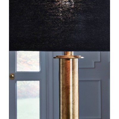 Contemporary Black and Gold Metal Floor Lamp with Fabric Shade