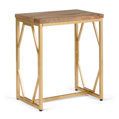 13" Ebsen Metal and Wood Accent Table Natural/Gold - WyndenHall