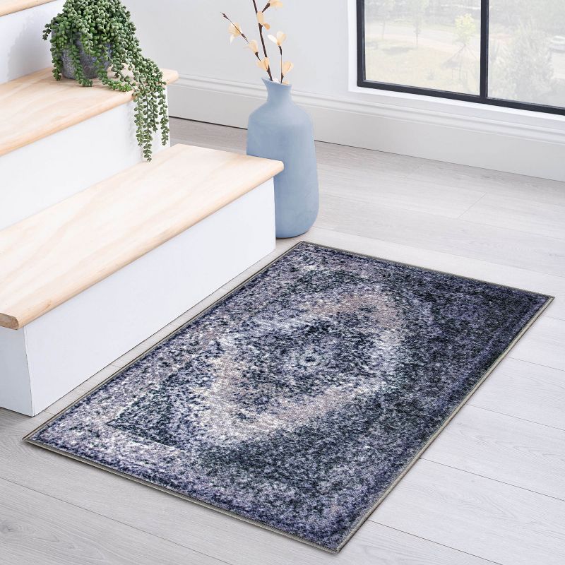 Ornamental Decorative Ornate Medallion Modern Transitional Eclectic High-Traffic Ultra-Soft Nylon Indoor Washable Area Rug by Blue Nile Mills, 2 of 5
