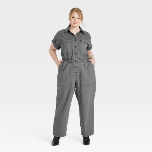 Women s Short Sleeve Boilersuit Universal Thread Gray 17 Target