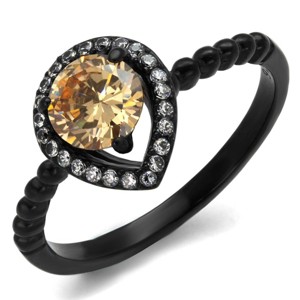 Slickblue Women’s Halo Ring, Black Stainless Steel with Sea Blue CZ Center and Clear Accents, Pear-Inspired, 5–10 - 1 of 4