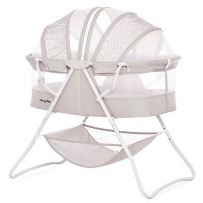 Cool Gray Aluminum Foldable Baby Bassinet with Double Canopy