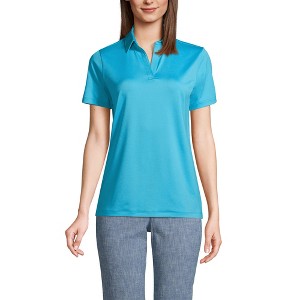 Lands' End Women's Short Sleeve Rapid Dry Sport Neck Polo Shirt - 1 of 2
