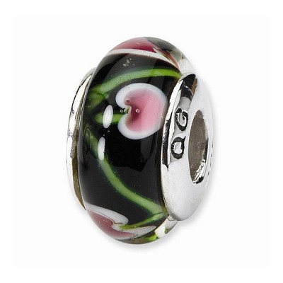 Black Bow Jewelry Black and Red Glass Sterling Silver Bead Charm