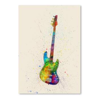 Americanflat Modern Electric Bass Guitar Abstract Watercolor By Michael Tompsett Poster