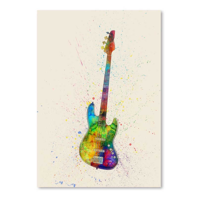 Americanflat Modern Electric Bass Guitar Abstract Watercolor By Michael Tompsett Poster, 1 of 6