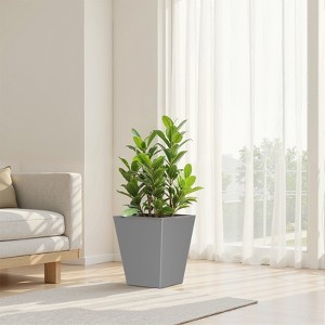 Spassway Indoor Outdoor Geometric Metal Planter Pot Planter Box Patio Garden Bed Black - 1 of 4