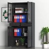 71" Metal Storage Cabinet, Locking Storage Cabinet  with 2 Adjustable Shelves & 2 Drawers for Office, Home, School, Garage, Black - 2 of 4