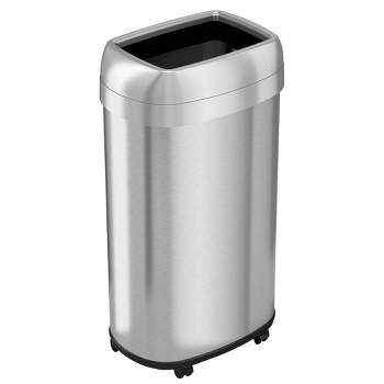 iTouchless 16gal Elliptical Trash Can with Wheels and Dual Odor Filters