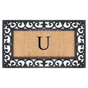 A1HC Natural Rubber & Coir 18x30, Monogrammed Doormat For Outdoor Entrance, Anti-Shed Treated Mat - 1 of 4