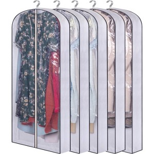 5 Pack 40‘’/50‘’/60" Long Hanging Garment Bags, Gusseted Clear Covers for Gowns, Coats & Suits - 1 of 4