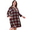 Agnes Orinda Women's Plus Size Comfortable Plaid V-Neck Lounge Nightgowns - 3 of 4