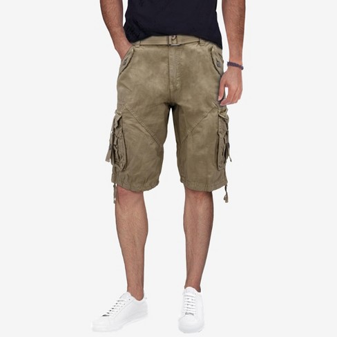 Men's Trendy Belted Capri Cargo Pants 3/4 Below Knee Relaxed Fit Multi  Pockets Tactical Cropped Trousers Long Shorts