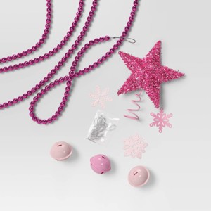 12pc Christmas Mini Tree Decor Trim Set Pink - Wondershop™ - 1 of 4
