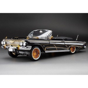 1961 Chevrolet Impala Open Convertible Lowrider Black with Gold "American Collectibles" 1/18 Diecast Model Car by Sun Star - 1 of 4
