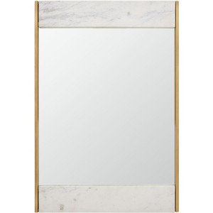 Kandi Faux Marble Mirror - 24" x 36" - CMI1006 - White/Brass - Safavieh - 1 of 4
