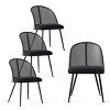 Mesh Rattan Boucle Dining Chairs Set of 4,Cane Backrest Dining Chairs with Metal Base,Armless Mesh Cane Back Side Chairs with Metal Legs-The Pop Home - 3 of 4