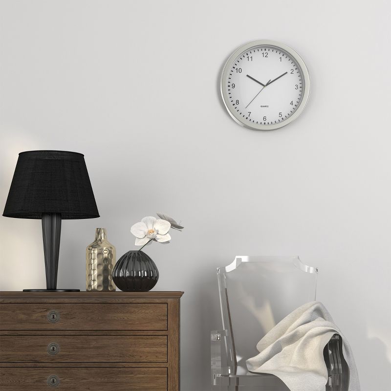 Hastings Home Analog Wall Clock With Hidden Compartments - 10", Silver, 2 of 7