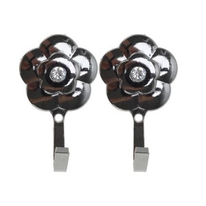 Unique Bargains Curtain Holdbacks Plum Blossoms Hooks Zinc Alloy 3.31"x1.97" 1Pair - 1 of 4