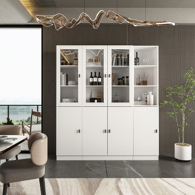 Famapy Combination Living Room Display Cabinet Tempered Glass Display Cabinet Storage Solutions
