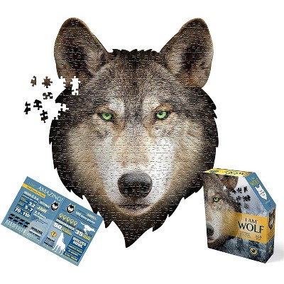 Madd Capp I AM Wolf 550 Piece Animal Head-Shaped Jigsaw Puzzle