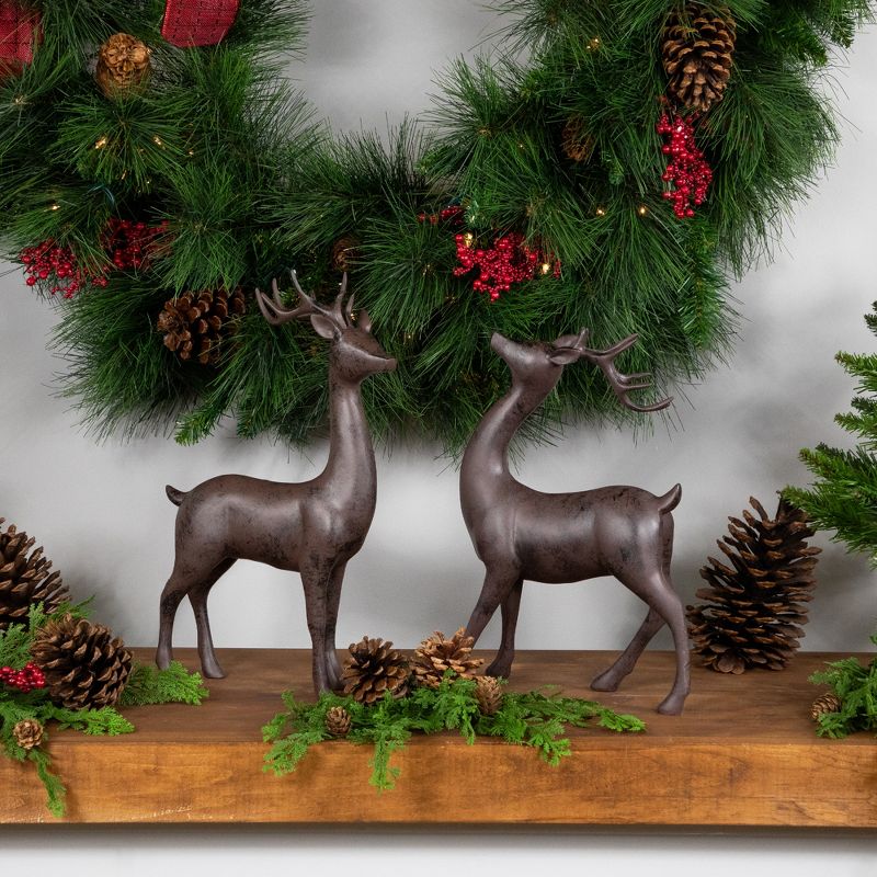 Northlight Set of 2 Brown Deer Christmas Decorations 14", 2 of 7
