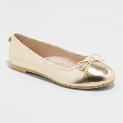 gold sparkle ballet flats