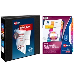 Avery Heavy-Duty View 3 Ring Binder with 3 Inch Rings, 8 Tab Customizable Table of Contents Binder Dividers, Office Supplies Set (01677) - 1 of 4