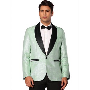 Lars Amadeus Men's Shawl Lapel Wedding Metallic Party Sparkly Suit Jackets - 1 of 4