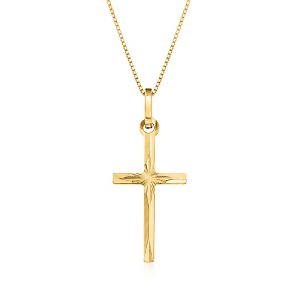 Ross-Simons Italian 18kt Yellow Gold Diamond-Cut Cross Pendant Necklace - 1 of 4