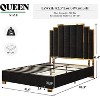 AMERLIFE Upholstered Bed, Modern Velvet Bed Frame with 61.4" Tall Gold Trim Headboard - 2 of 4