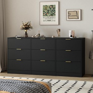 63'' Wooden 9-Drawer Dresser with Large Deep Drawers and Multi-purpose and Modern Design - 1 of 4