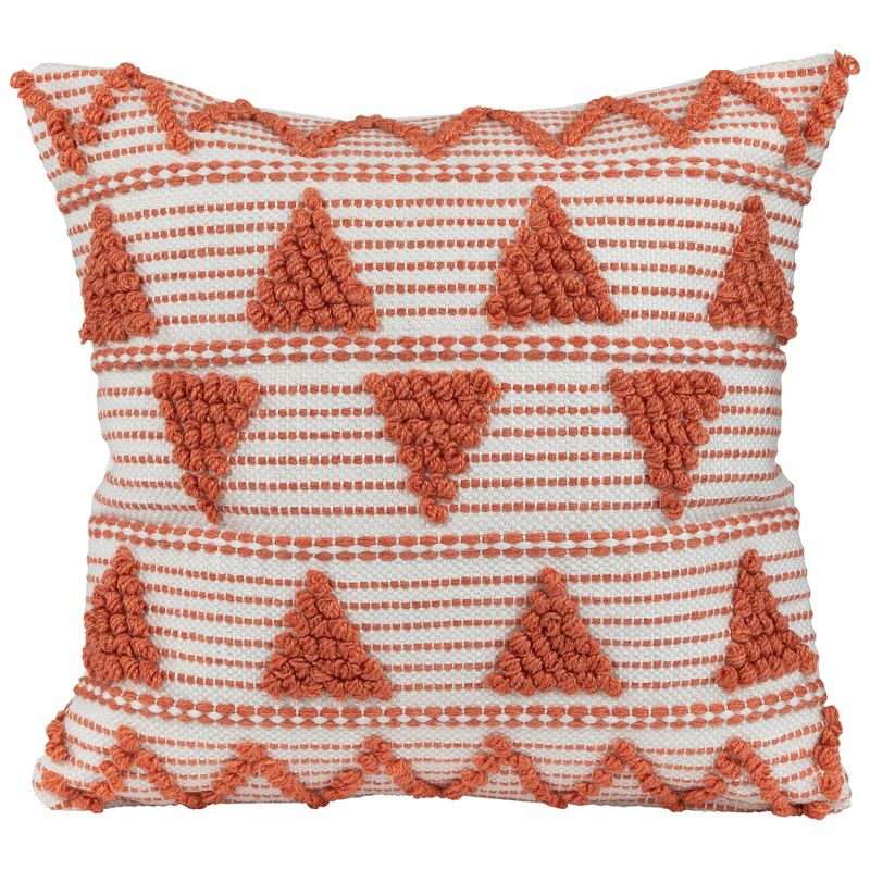 Northlight 20" Orange and Cream Handloom Woven Outdoor Square Throw Pillow, 1 of 6