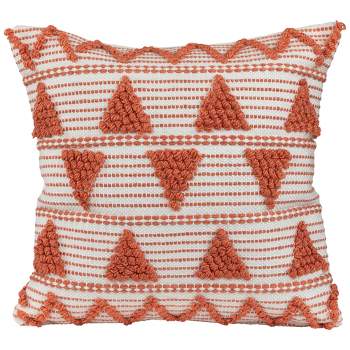 Northlight 20" Orange and Cream Handloom Woven Outdoor Square Throw Pillow