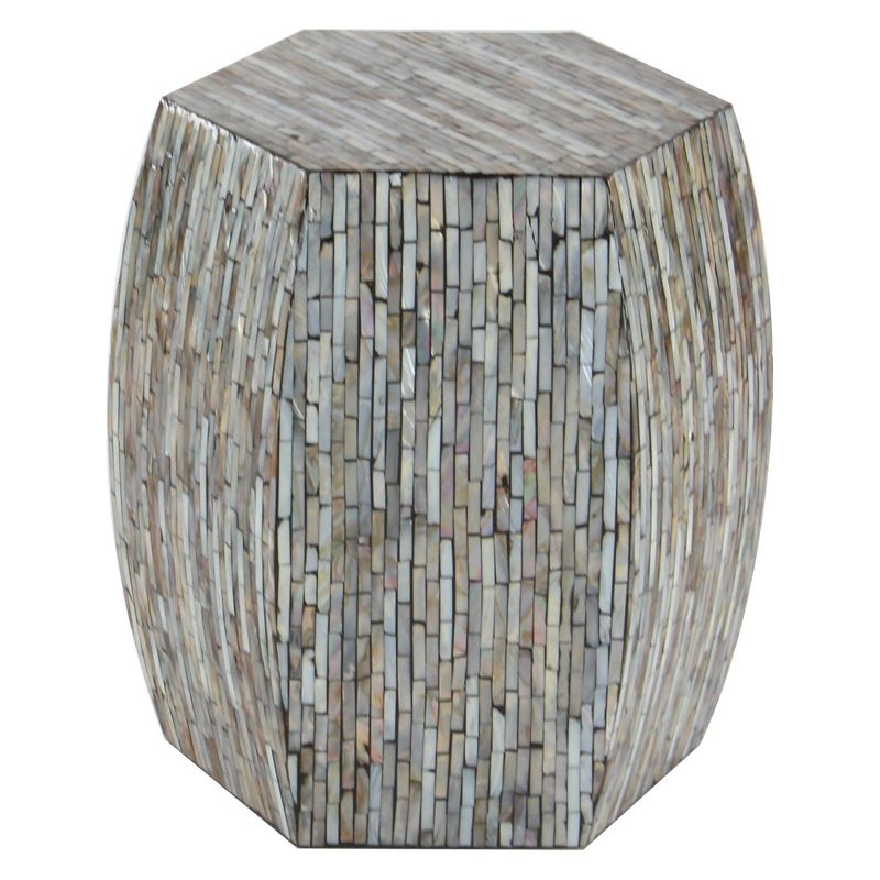 Wood and Shell Hexagon Accent Table - Olivia & May, 4 of 23