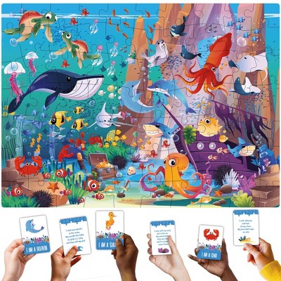QUOKKA Search and Find Puzzles for Kids Ages 4-6 - Riddle Kids Puzzles 6-8 Years Old - 70 Unique Pcs | 20 Illustrated Cards | Children Themes