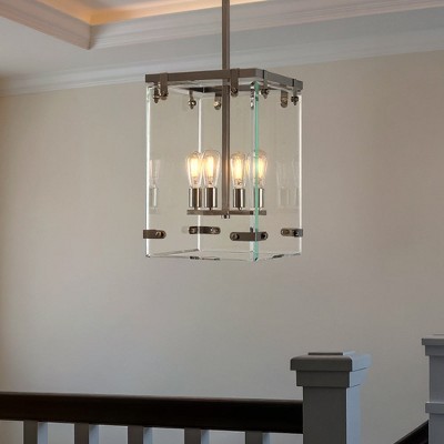 Urban Ambiance Luxury Modern Farmhouse Narrow Chandelier,  28-3/8"H x 14-3/4"W SQ,  Brushed Nickel, UHP2443
