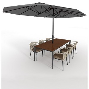 13 Ft Extra Large Double-Sided Patio Umbrella, Outdoor Umbrella with Water-Resistant Polyester Canopy, Crank Handle and 12 Strong Steel Ribs - 1 of 4