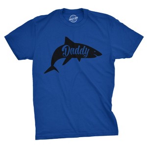 Mens Daddy Shark T shirt Cute Funny Family Cool Best Dad Vacation Tee For Guys - Crazy Dog Men's T Shirt - 1 of 4