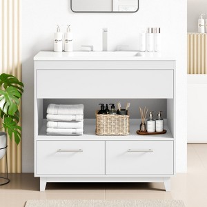 Hyleory Contemporary Bathroom Vanity with Integrated Sink – Faucet Not Included - 1 of 4