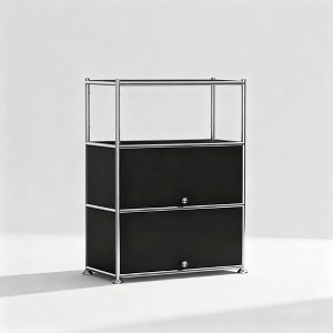 Fortune Candy 3 Tier Metal Storage Cabinet with Doors, Modern Organizer, Open Shelf for Dining Room or Living Space - 1 of 4