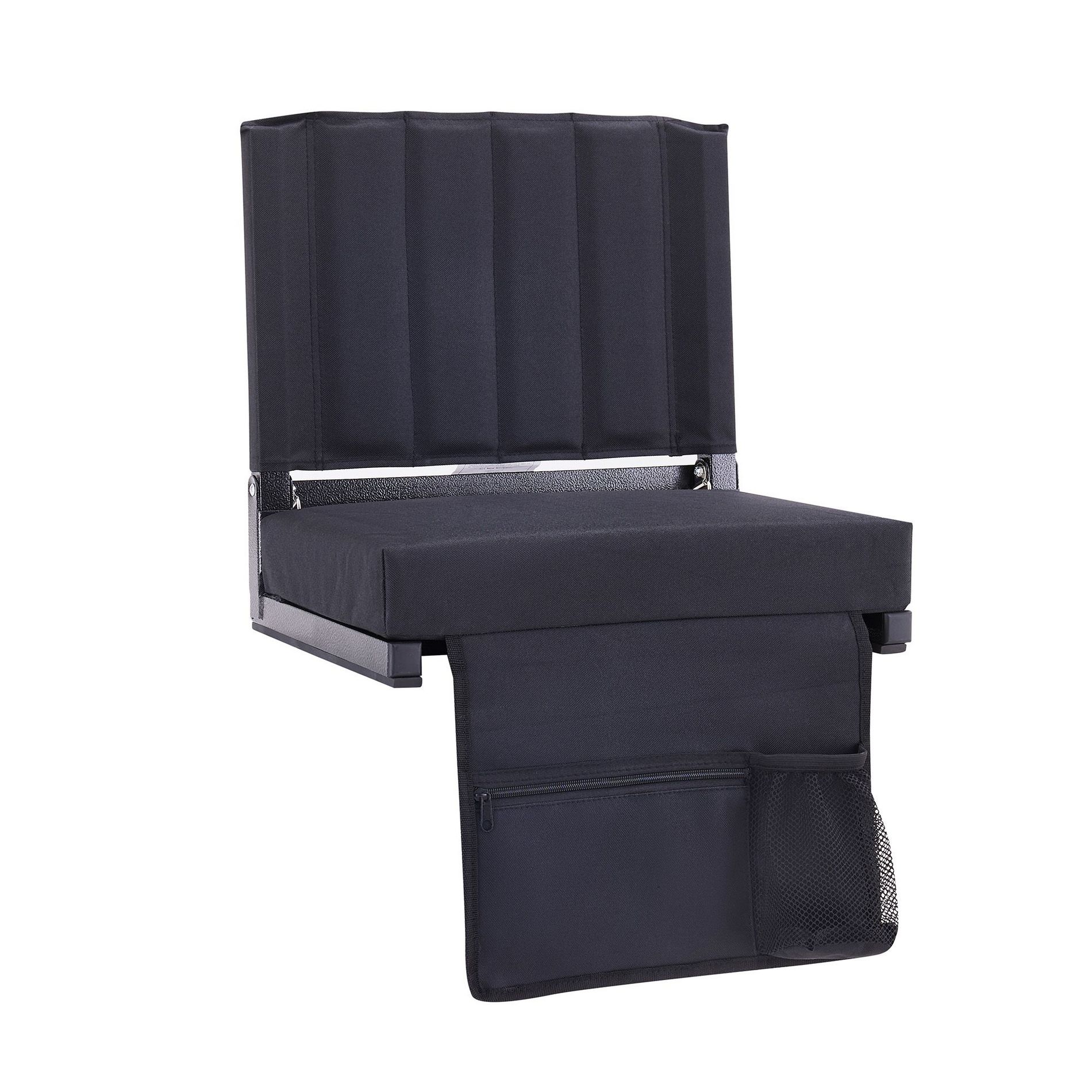 Portable Stadium Seat for Bleachers with Back Support, Folding Bleacher Chair with Cup Holder and Shoulder Strap Black