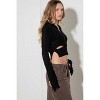 Slickblue Women's Cut Out Collared Crop Sweater, V-Neck, Long Sleeve, Lightweight Top, Size S-L, Color Options - 3 of 4